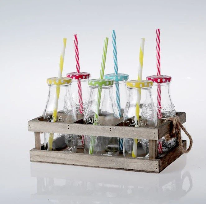 400 ML Renkli Pipetli Cam Süt Kavanozu