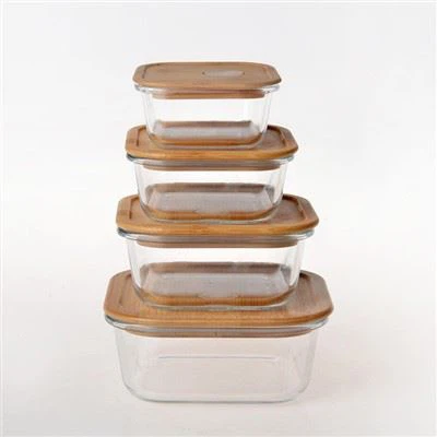 Kapaklı 3'lü Cam Öğle Yemeği Kutusu Konteynerleri