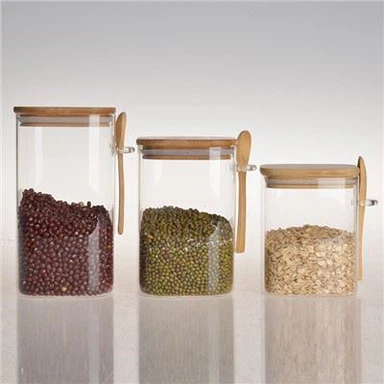 Ahşap Kapaklı Cam Saklama Kabı