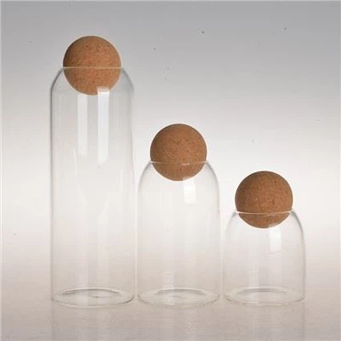 Mantar Topu ile Şeffaf Cam Kavanoz