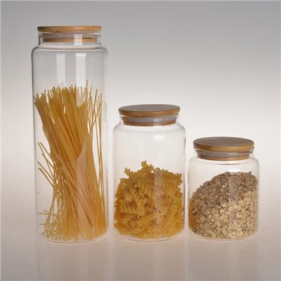 Bambu Kapaklı Büyük Seramik Saklama Kavanozu