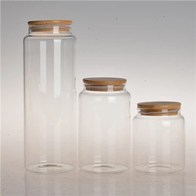 Bambu kapaklı büyük cam kavanoz