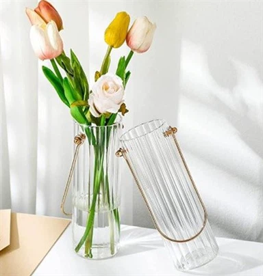 Şeffaf Cam Silindir Vazolar 9 In