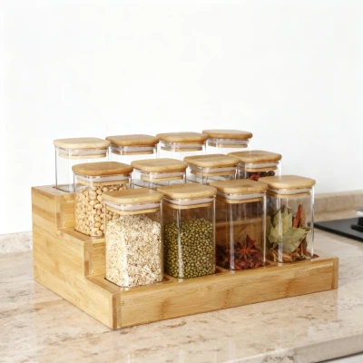 12 Parça Kare Cam Kutu Seti