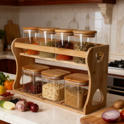 Ahşap Tabanlı Cam Saklama Kavanozları