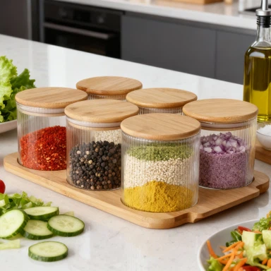 Premium 6 Parçalı Yüksek Borosilikat Cam Kavanoz