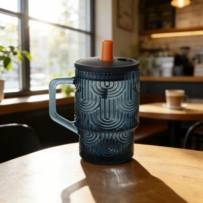 U-Oluklu Dokulu Cam Bardak, Hasır Kapaklı